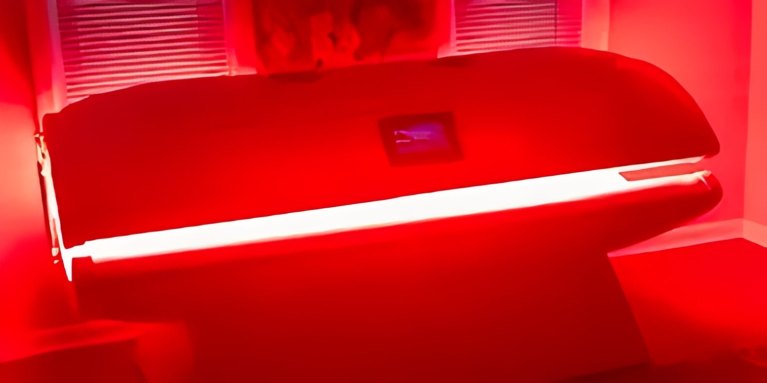 Tanning bed glowing red